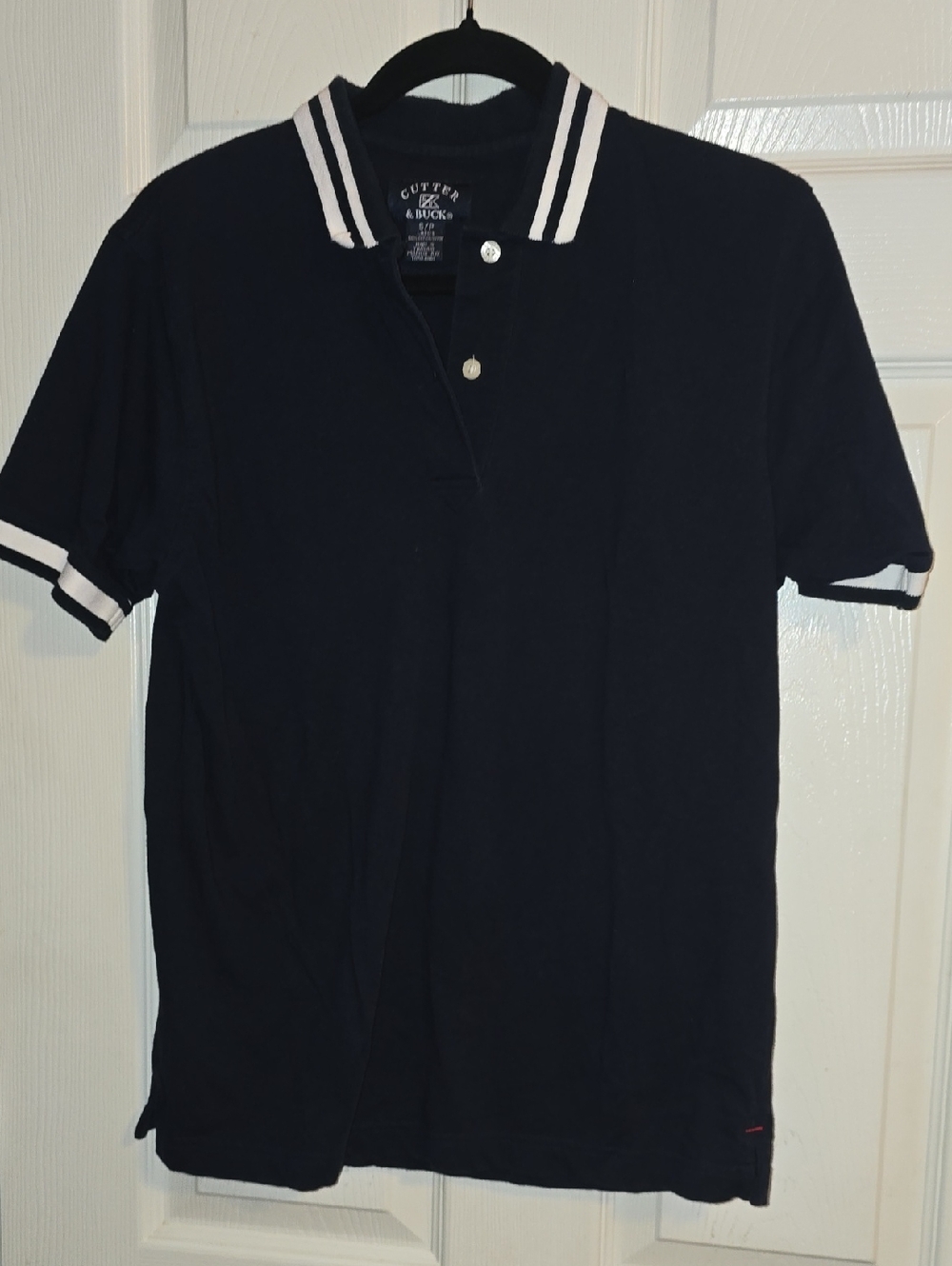 Cutter‎ & Buck Navy Polo with White Stripe Collar